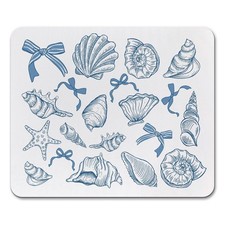 Blue Preppy Beach Mouse Pad, Coquette Blue Bow Coastal Ocean Beach Girly Mous... picture