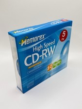 NEW Memorex High Speed CD-RW Rewritable 5-pack 700MB Slimline Case picture