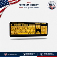 Multimedia Large Print USB Keyboard with Bright Fluorescent Yellow Design picture