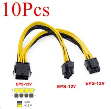 10x 8 to Dual 8 Pin EPS 12V Motherboard Power Supply Cable Y-Splitter Adapter picture