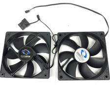 LOT of 2 x Cooler Fan Raidmax 120mm x 25mm Quiet Fan Blue/Black  3 & 4 Pin Molex picture