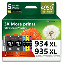 934XL Black Ink Cartridges & 935XL Cyan Magenta Yellow Ink Cartridge(5-Pack) picture
