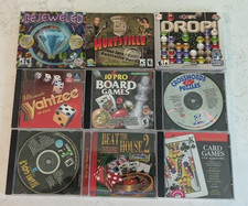 Vintage PC CD-ROM Casual Game Lot of 9 - Bejeweled Yahtzee Crosswords Card Games picture