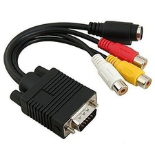 2X VGA to S-Video 3 RCA AV TV Out Cable Adapter Converter PC Computer Laptop NEW picture