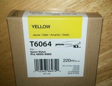 01-2021 New GENUINE EPSON T6064 YELLOW 220ml K3 INK For STYLUS PRO 4800 4880 picture