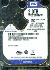 WD20NMVW-11EDZS2,  DCM: HHKTJHKB  WESTERN DIGITAL 2TB, USB 3.0  WXK1 DEC 2015 picture