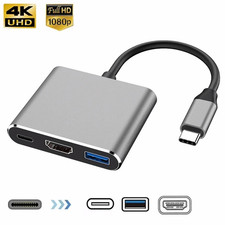 3 In 1 Usb C Hub Hdmi 4K Usb 3.0 Type C Charging Adapter For Macbook picture