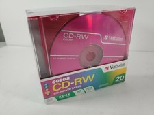 2004 Verbatim 20 Pack Color CD-RW 80MIN 700MB 2x-4x Speed Discs In Slim Cases  picture