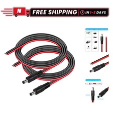Versatile 3.2FT DC5521 Power Cable 14AWG Bare Wire - Easy Soldering 2-Pack picture