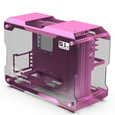 Aluminum Alloy Frame Tempered Glass Mini Computer Case Gaming ATX Matx PC Pink picture