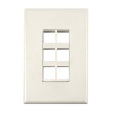 Construct Pro 6-Port Keystone Wall Plate with Screwless Face (Light Almond) picture