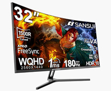 SANSUI 32in Curved VA Gaming Monitor 1440p 180Hz 1ms HDR10 Adaptive-Sync picture