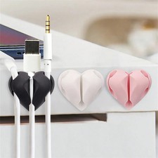 2pcs Heart-Shaped Mini Cable Winder Organizer USB Charging Cable Clips Desk Tidy picture