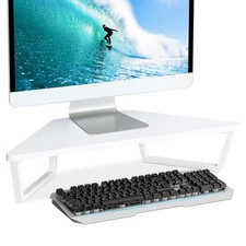 TEAMIX 26 inch White Triangle Monitor Stand Riser, Desktop Corner Shelf picture