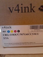 V4INK. CRG 118 K/C/M/Y & CC530 1/2/3A    Toner Cartridges for HP/Canon. 4 Pack picture