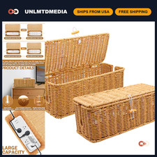 2PCS Rattan Cable Management Box - Handmade Cord Organizer Basket for Home & Off picture