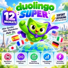 Duolingo Super 💚 | 12 Months 🌍 Ad Free & Unlimited Hearts ❤️ picture