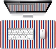 Red and Blue Striped Desk Mat Large Mouse Pad Cute Desk Pad Keyboard Mat | Kawai picture