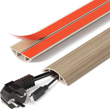 DELAMU 5Ft Self-Adhesive Floor Cord Cover, 1.2''W Cord Hider, Lightwood picture