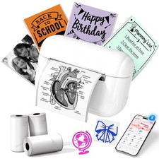 Memoking Mini Sticker Printer, Q02E Inkless Portable Sticker Maker Machine picture