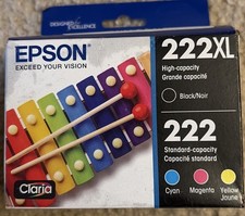 Epson 222XL Black 222 Cyan Magenta Yellow Ink Cartridge Set T222XL-BCS Exp 5/28 picture
