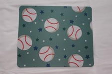 Baseball Pattern Mouse Pad | green | Handmade | Non-Slip | NEW 8.5x7.1in picture