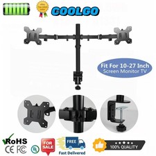 Double Dual Display Computer Monitor Arm Mount Desk Stand 13-27