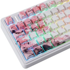 131 Keys Cherry Blossom Sakura Pink PBT Keycaps Side Print Profile Mechanical picture