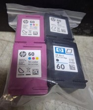 Set 4 Genuine HP 60 Black and Color Inkjet Cartridges Seal Intact NO BOX NO BAG picture