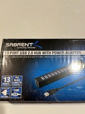 Sabrent 13 Port High Speed USB 2.0 Hub with Power Adapter and 2 Switches HB-U14P picture