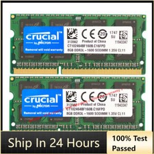 Crucial  DDR3 16GB 1600 2x 8GB PC3-12800 Laptop SODIMM Memory RAM PC3L 16G DDR3L picture