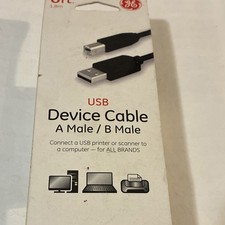 GE USB 2.0 Cable Type A Male to B Male 6ft Black USB Cable Model 33760 picture