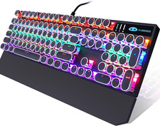 Teclado mecánico para juegos estilo máquina de escribir, estilo retro negro picture