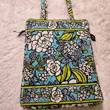 Vera Bradley Laptop Bag Checkpoint Friendly Island Blooms Lime Turquoise Black picture