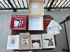 Apple Macintosh Microsoft Works software 1986-87 year. Vintage software picture
