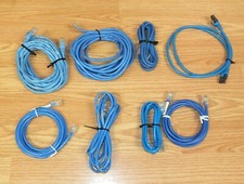 Mixed Lot of 8 Multi Brand & Size Cat5 RJ45 Blue Ethernet Cables / Cords *READ*  picture