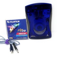 Blue Iomega External Zip Drive 250 - Drive w/ 1 Disk - Very Good Cond - Tested picture