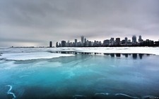 Landscape cityscape blue chicago lake usa ice snow city Custom Gaming Mat Desk picture
