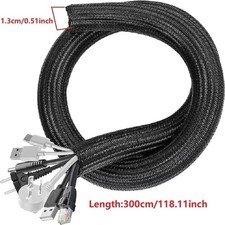 Braided Cable Sleeve PET Nylon Wrapping Wire Protector Casing Desk PC TV Cord picture