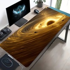 1 Large Electronic Sports Game Mouse Pad, Golden Vortex Black Hole Starship Me picture