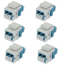 6x LC/UPC Keystone Duplex Single Mode Fiber Optical Jack Insert Coupler Blue picture