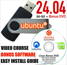 Ubuntu Linux 24.04 USB Linux Live Install 16 GB USB With BONUS DVD Disc picture