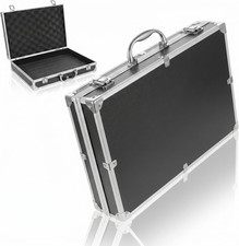 Hard Briefcase Metal Briefcase Black, Locking Aluminum Case with Wave Foam Inser picture