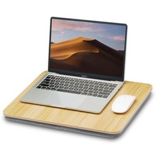 Portable Lap Laptop Desk with Pillow Cushion, Fits up to 15.6 Light Brown Wood picture
