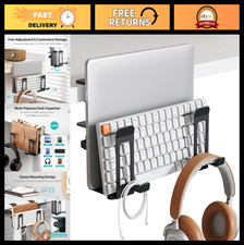 Vertical Laptop Stand, 2-Slot Under Desk Holder, Black | Desk Organizer & Headph picture