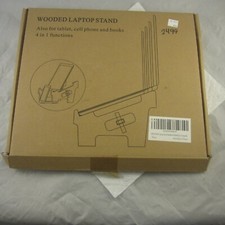Wooded Bamboo Laptop Stand Also For Tablets Cell Phones And Books 4 In 1. picture
