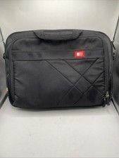 Case Logic Black Nylon Laptop Briefcase Messenger Bag Padded Shoulder Strap 15in picture