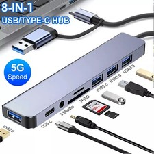 7/8 Port USB-C Hub Adapter - 5G Speed Multi Splitter for PC, Laptop & MacBook US picture
