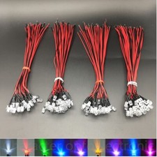 10pcs 3mm/5mm Red/Green/Blue/RGB 3V 5V 12V DC Round Pre-Wired Water Clear LED picture