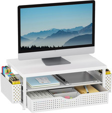 Wood Monitor Stand Riser, Office Desk Shelf Organizer, Desk Organizer with Drawe picture